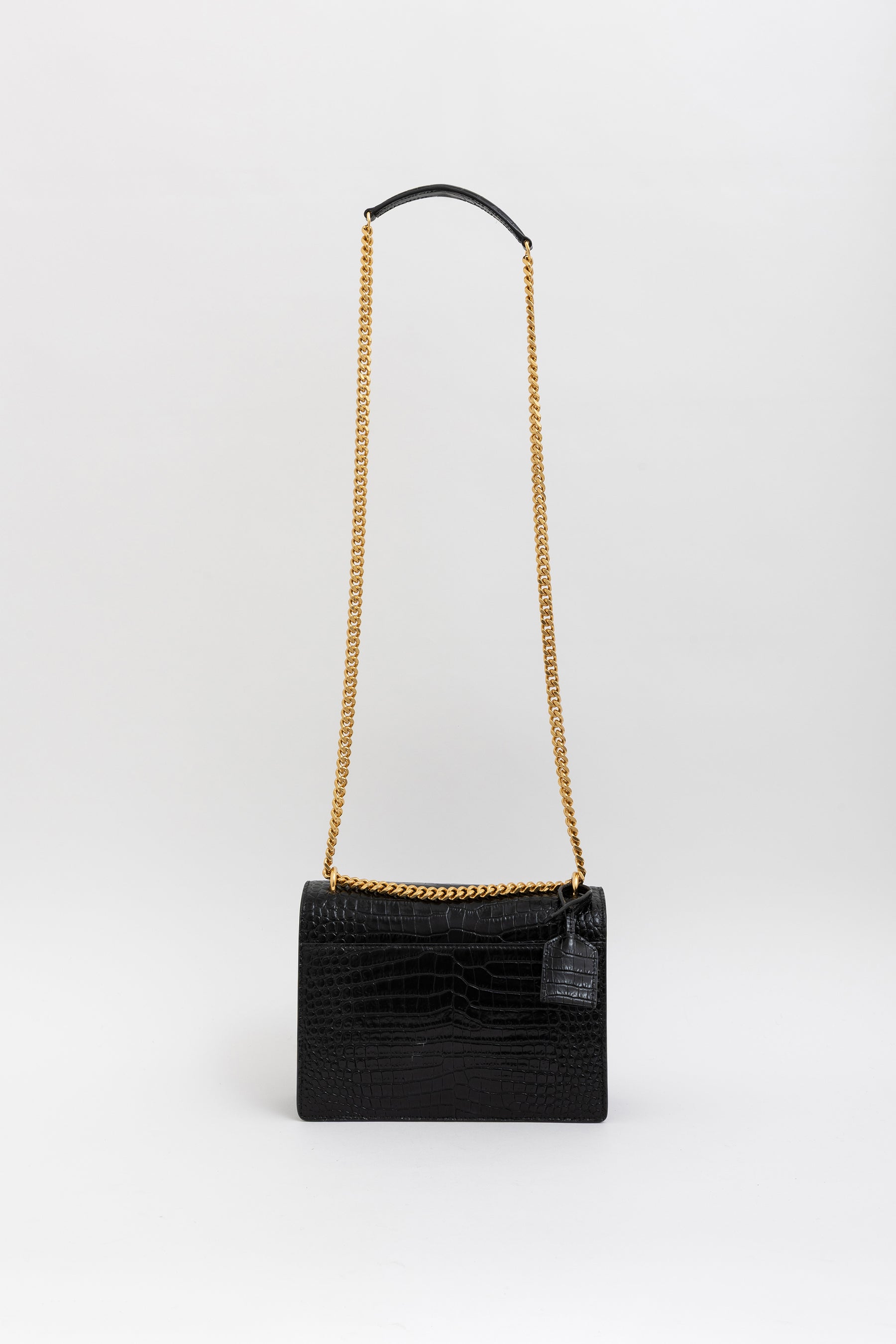 Sunset Medium Croc-Embossed Leather Shoulder Bag