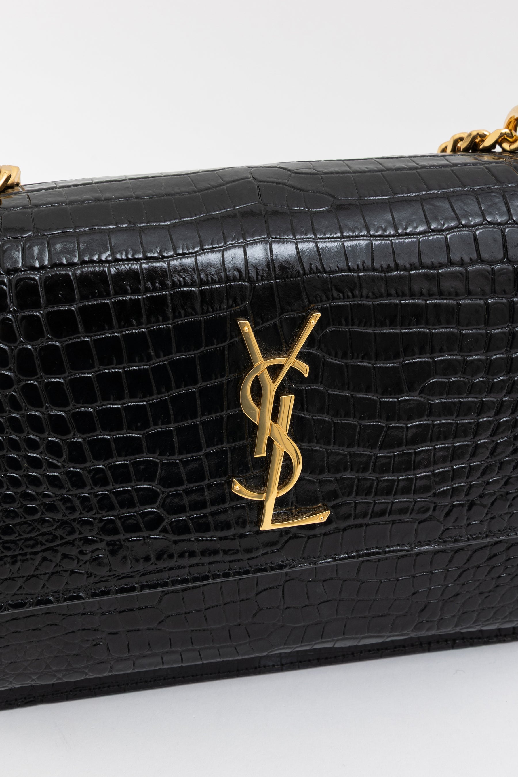 Sunset Medium Croc-Embossed Leather Shoulder Bag