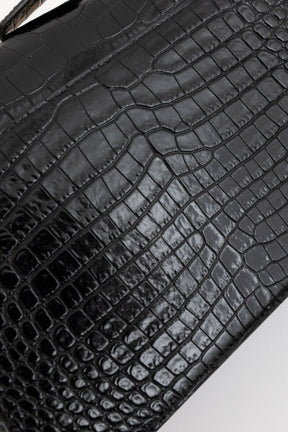 Sunset Medium Croc-Embossed Leather Shoulder Bag