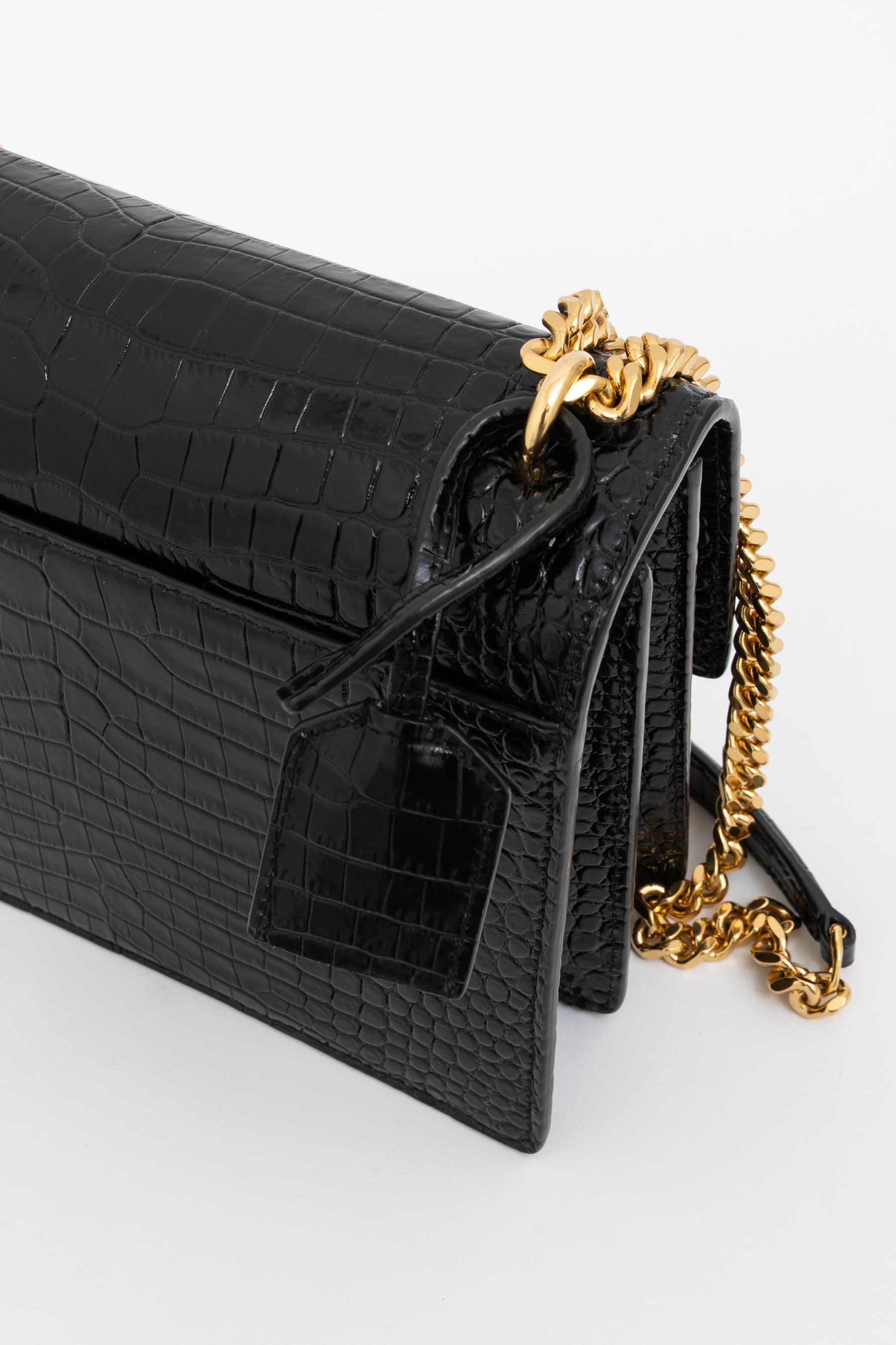 Sunset Medium Croc-Embossed Leather Shoulder Bag