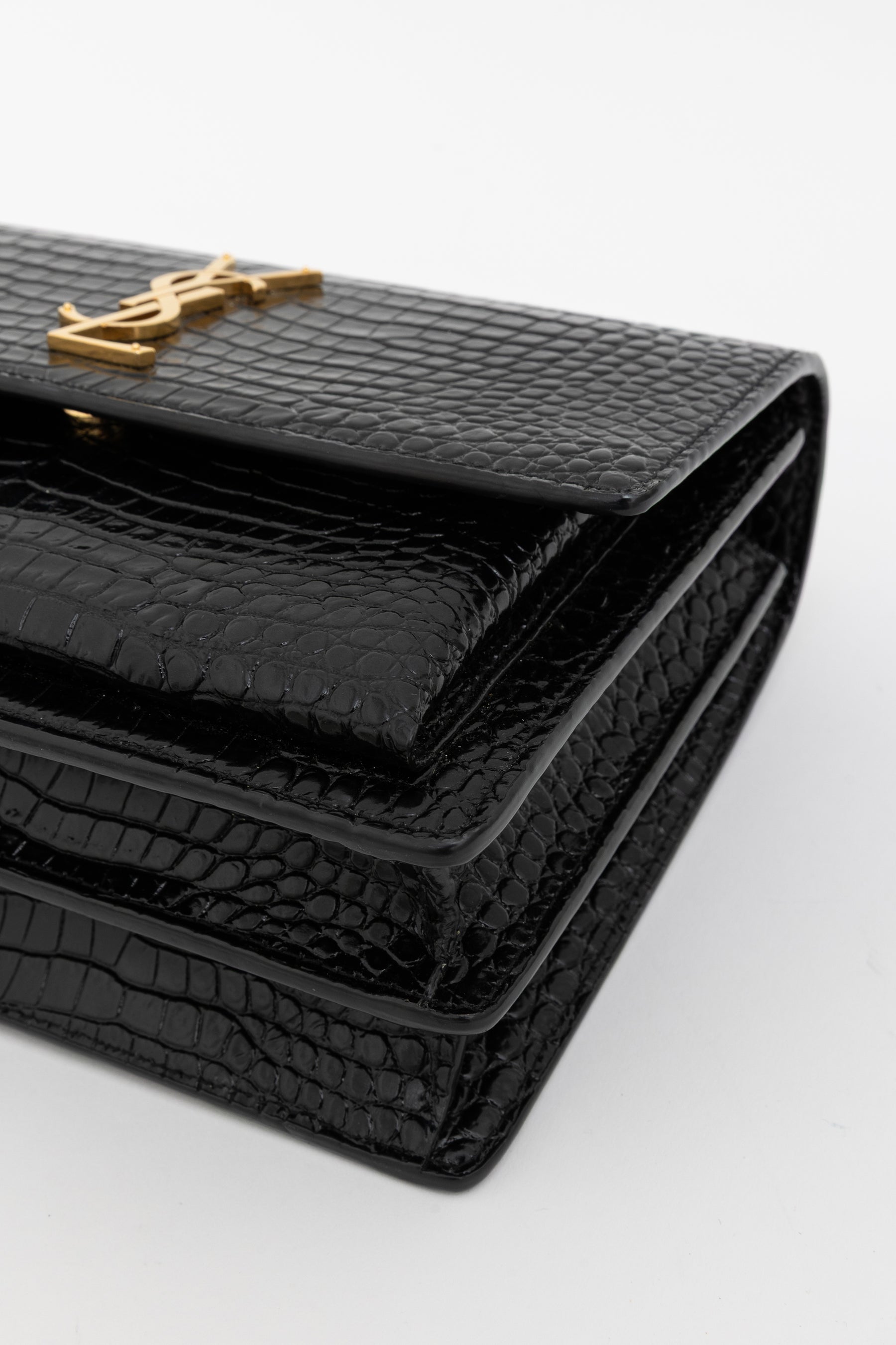 Sunset Medium Croc-Embossed Leather Shoulder Bag