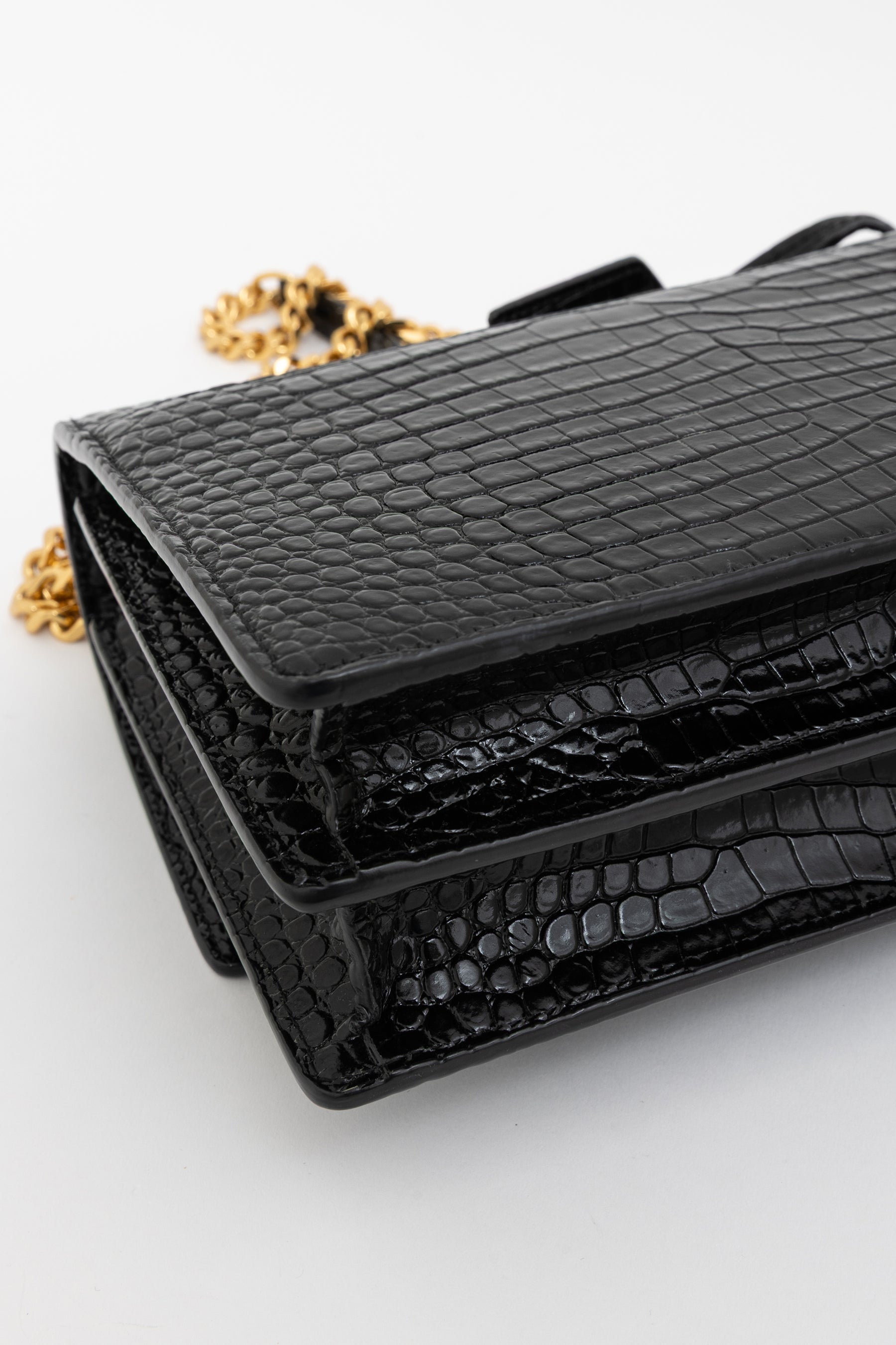 Sunset Medium Croc-Embossed Leather Shoulder Bag