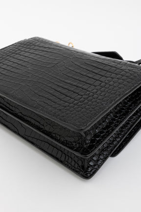 Sunset Medium Croc-Embossed Leather Shoulder Bag