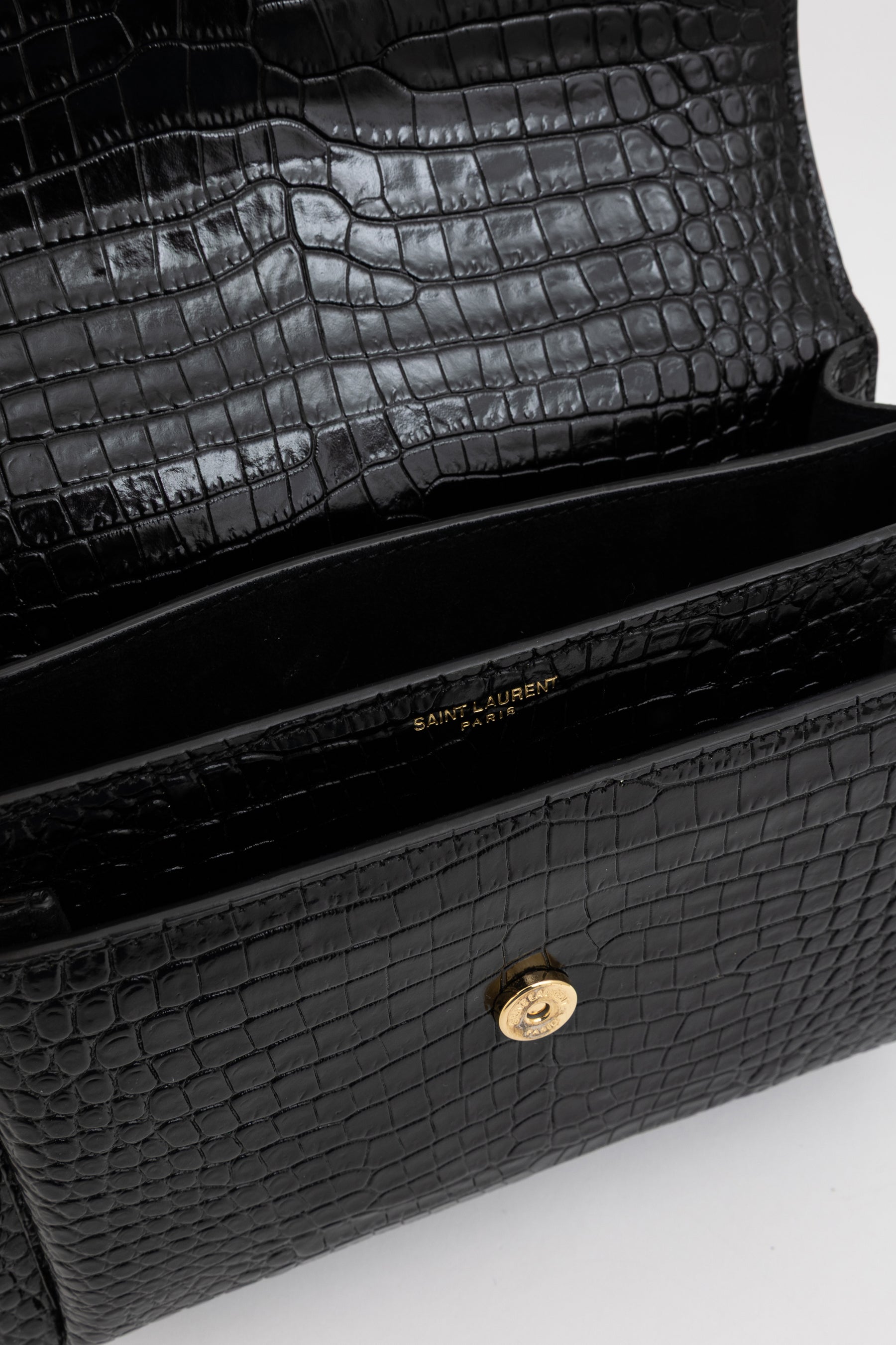 Sunset Medium Croc-Embossed Leather Shoulder Bag