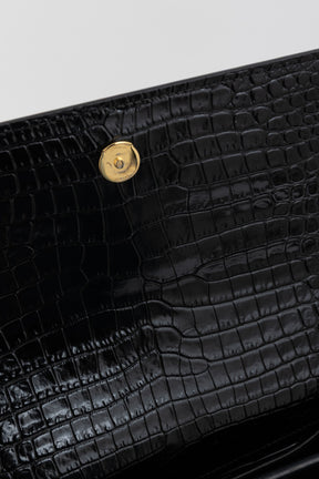 Sunset Medium Croc-Embossed Leather Shoulder Bag