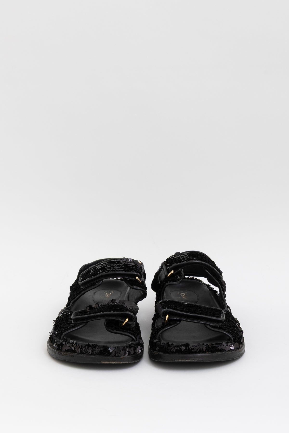 Interlocking CC Logo Slingback Sequinned Dad Sandals