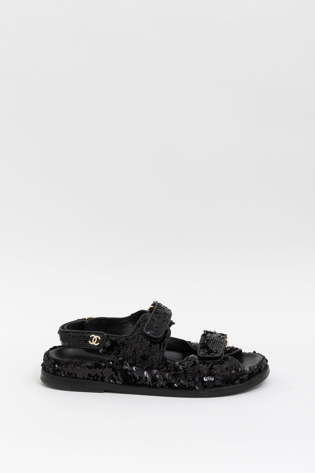 Interlocking CC Logo Slingback Sequinned Dad Sandals