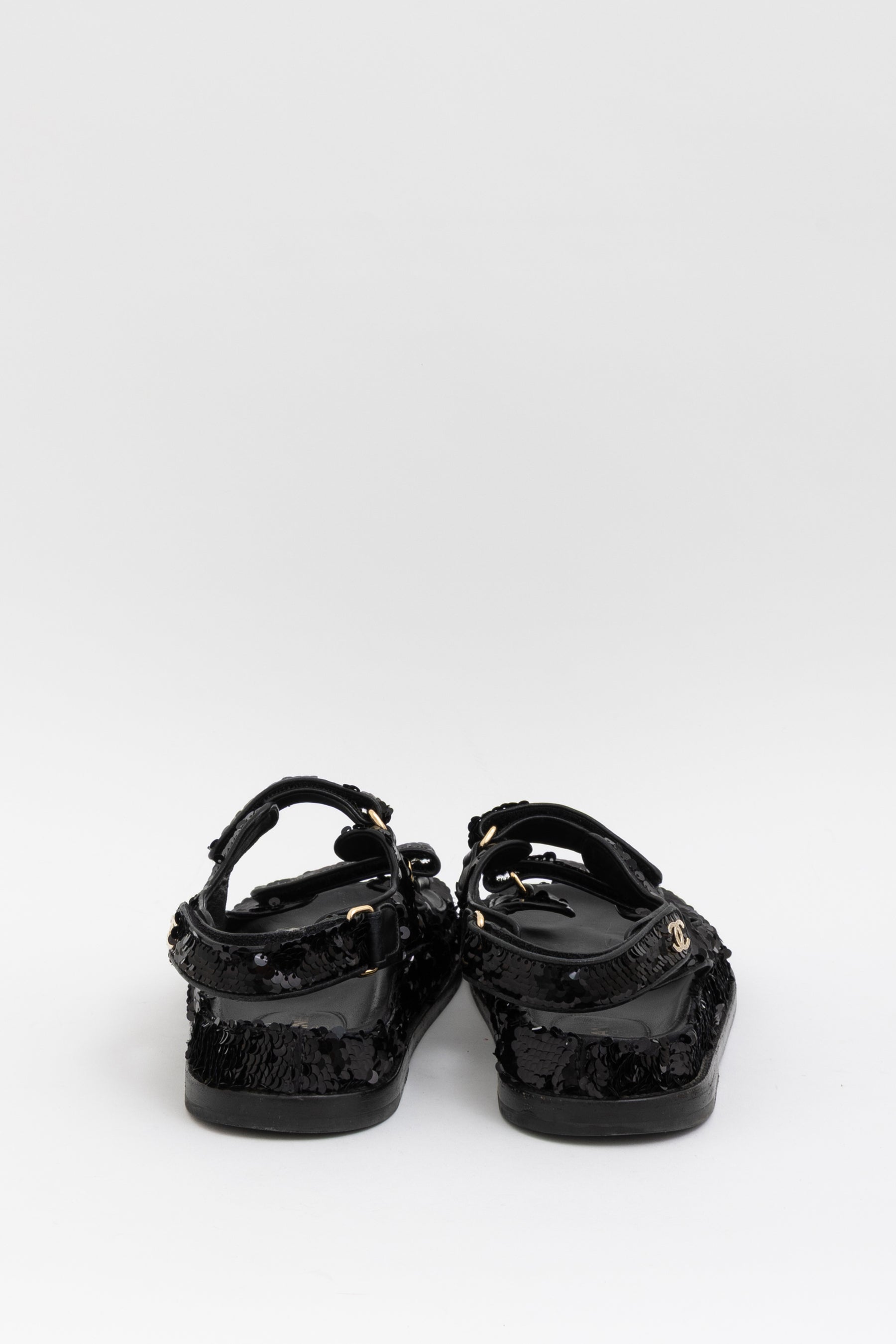 Interlocking CC Logo Slingback Sequinned Dad Sandals