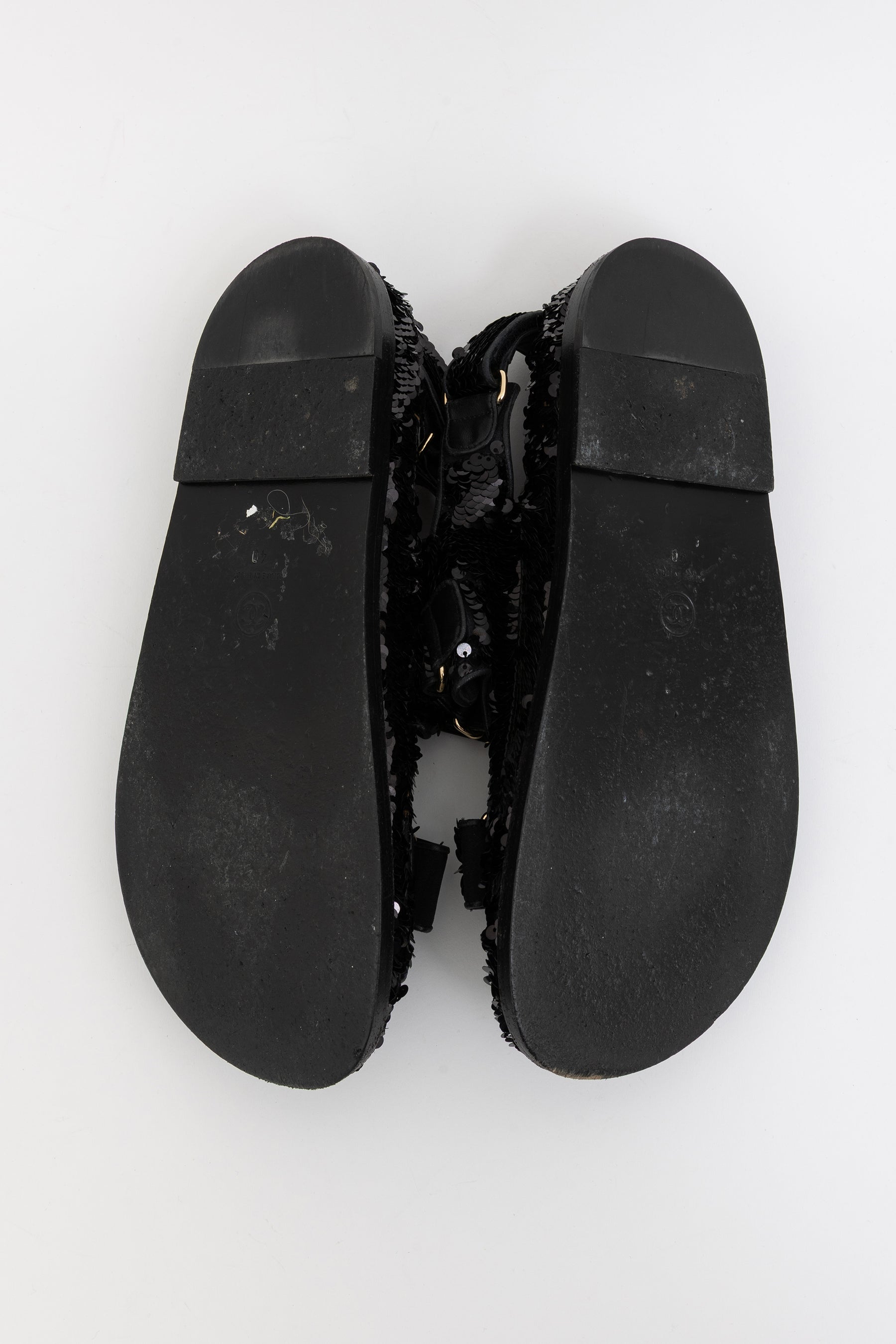Interlocking CC Logo Slingback Sequinned Dad Sandals