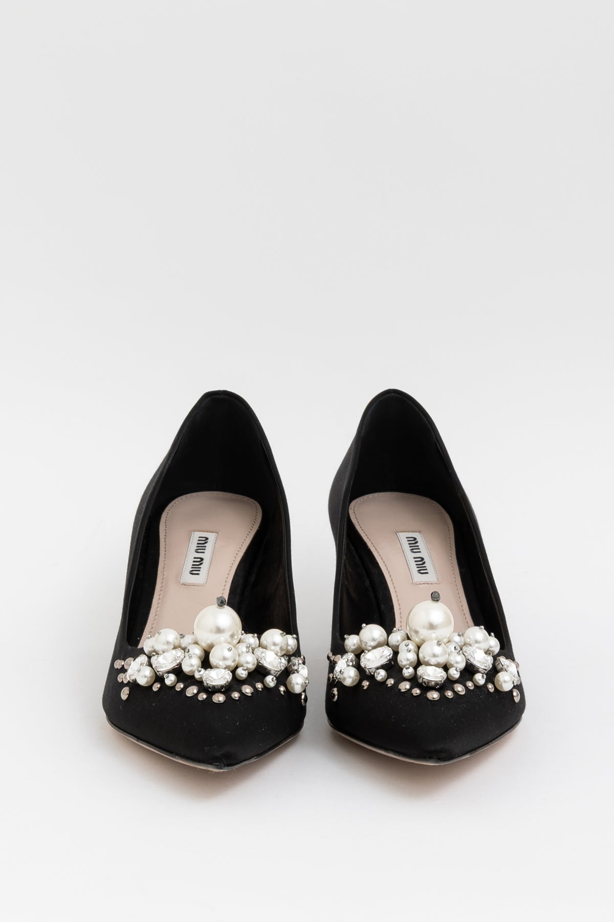 Crystal and Pearl-Embellished Pointed-Toe Pumps