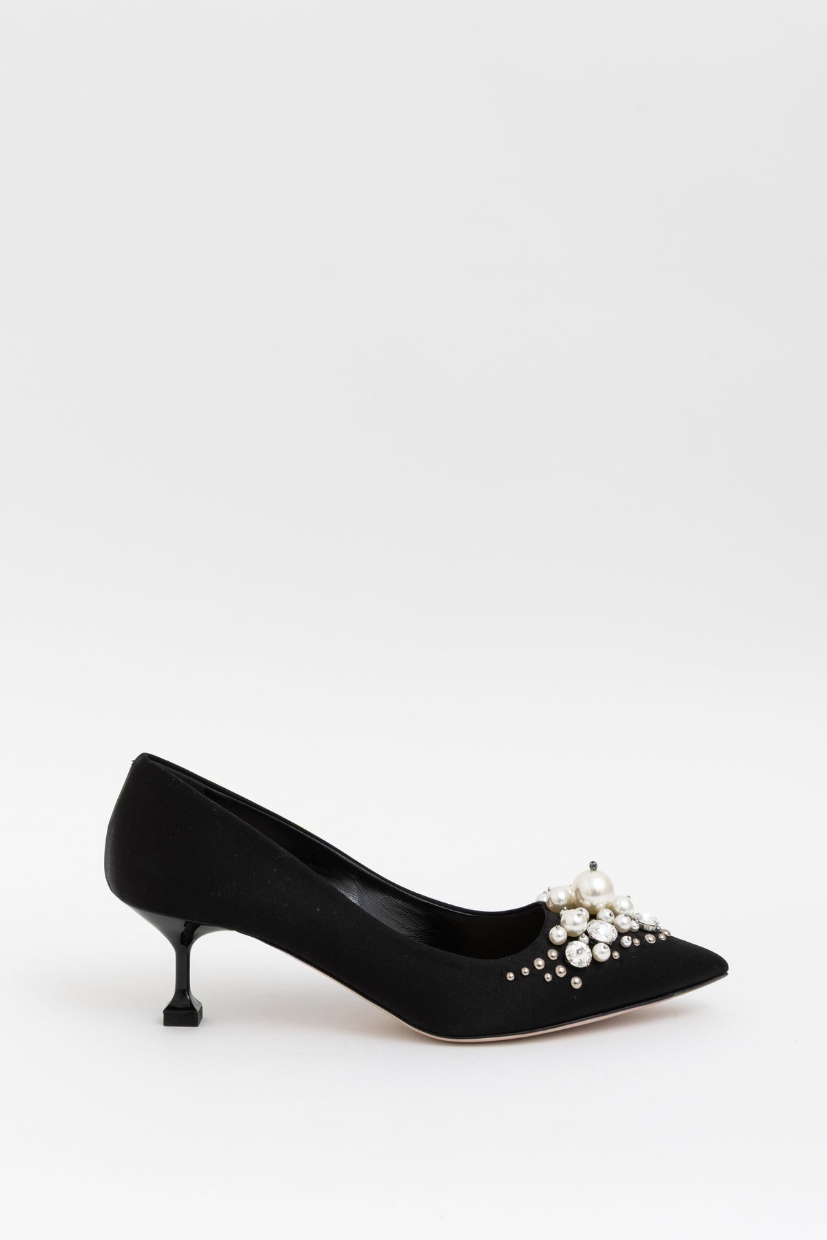 Crystal and Pearl-Embellished Pointed-Toe Pumps