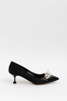 Crystal and Pearl-Embellished Pointed-Toe Pumps