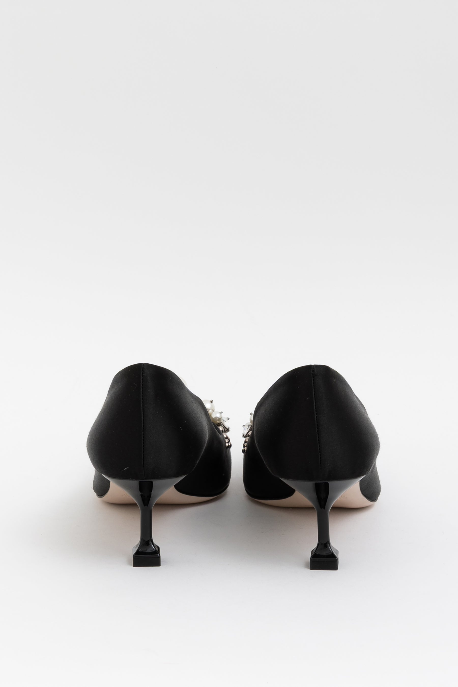 Crystal and Pearl-Embellished Pointed-Toe Pumps