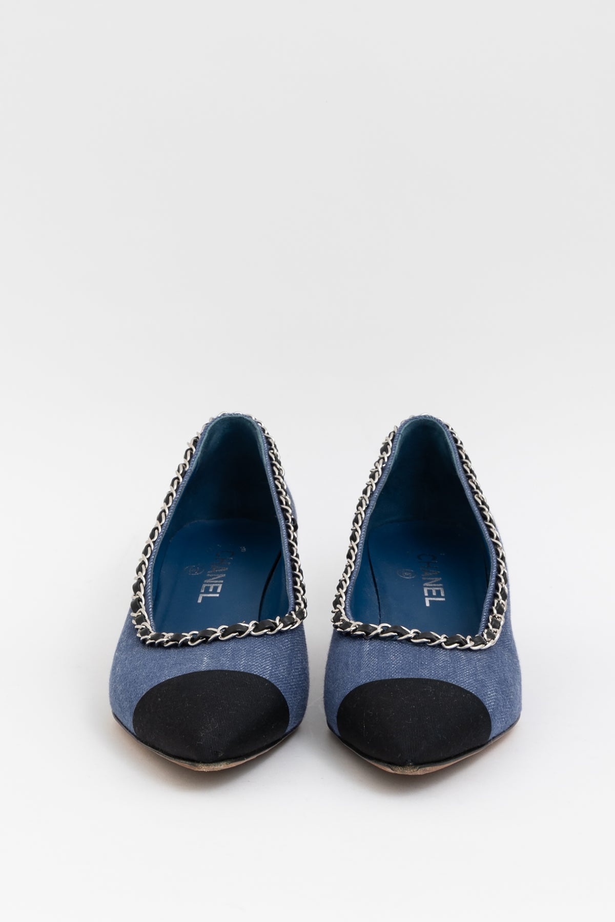 Chain Link Black Cap Toe Pumps