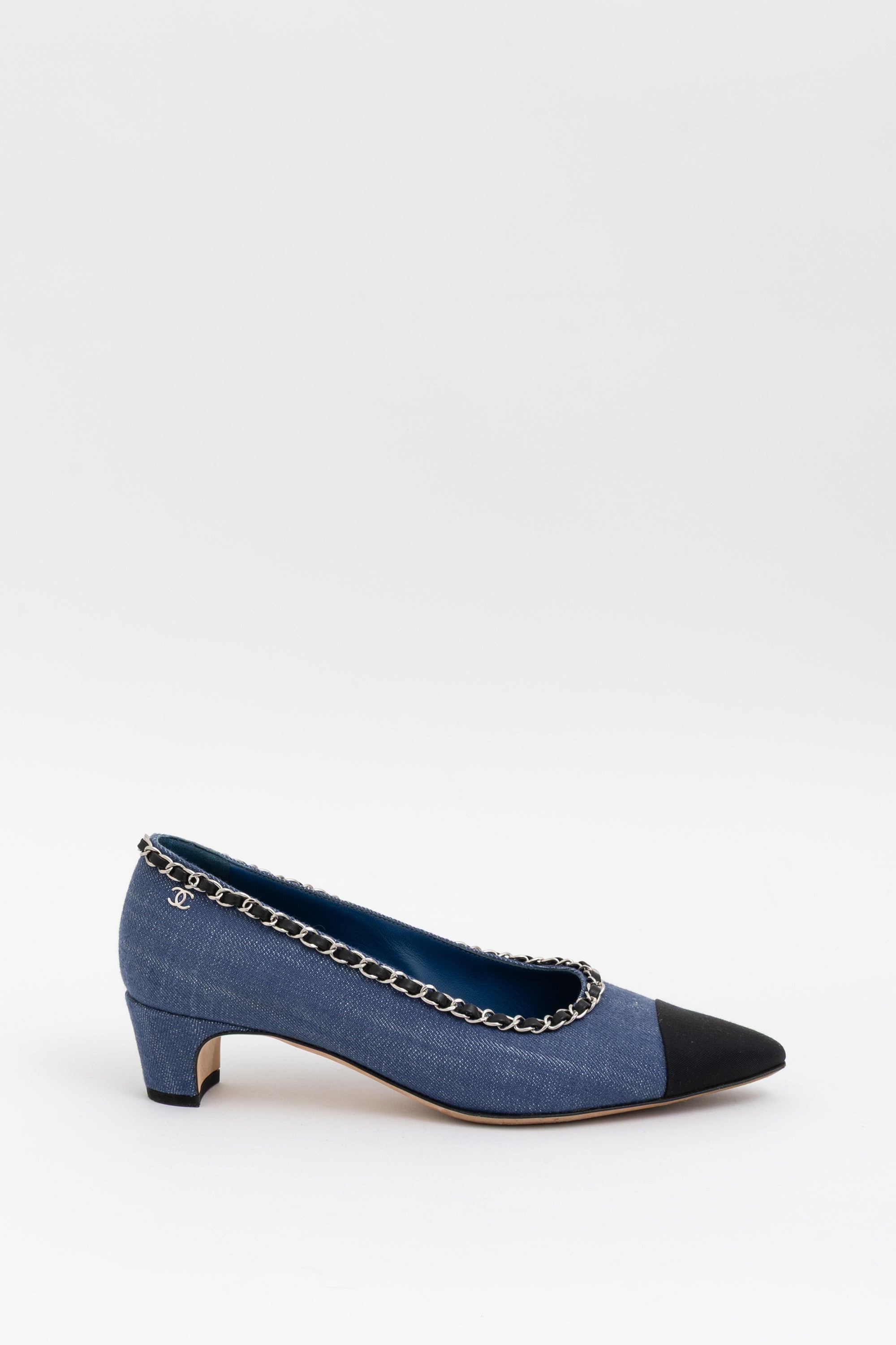 Chain Link Black Cap Toe Pumps