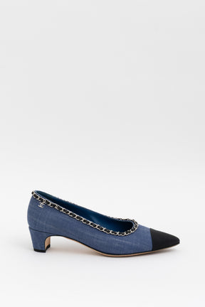 Chain Link Black Cap Toe Pumps