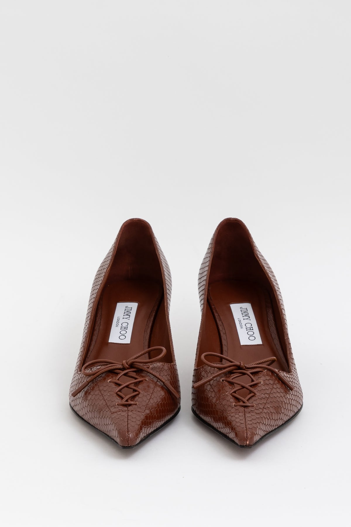 Scarlett Cognac Elaphe Printed Leather Pumps