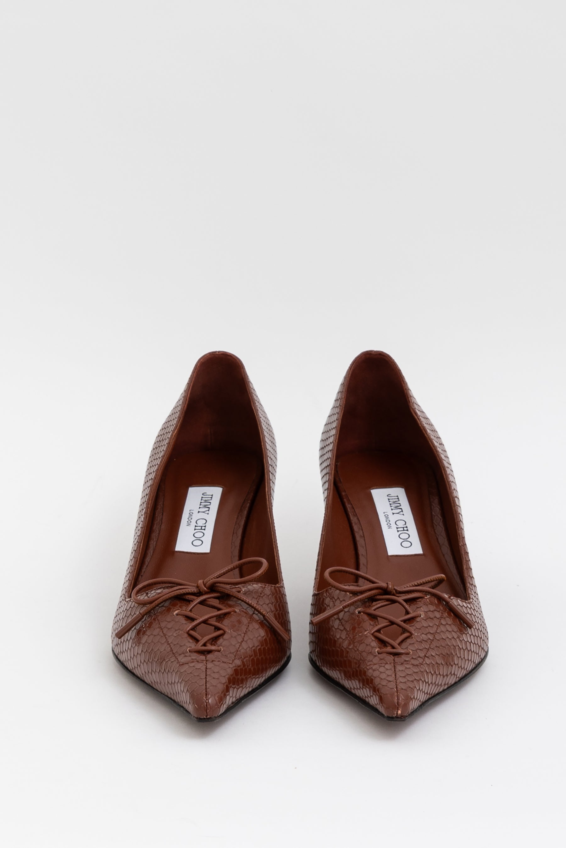 Scarlett Cognac Elaphe Printed Leather Pumps