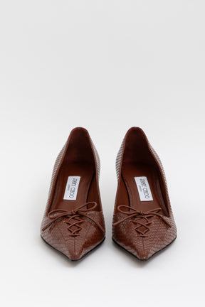 Scarlett Cognac Elaphe Printed Leather Pumps