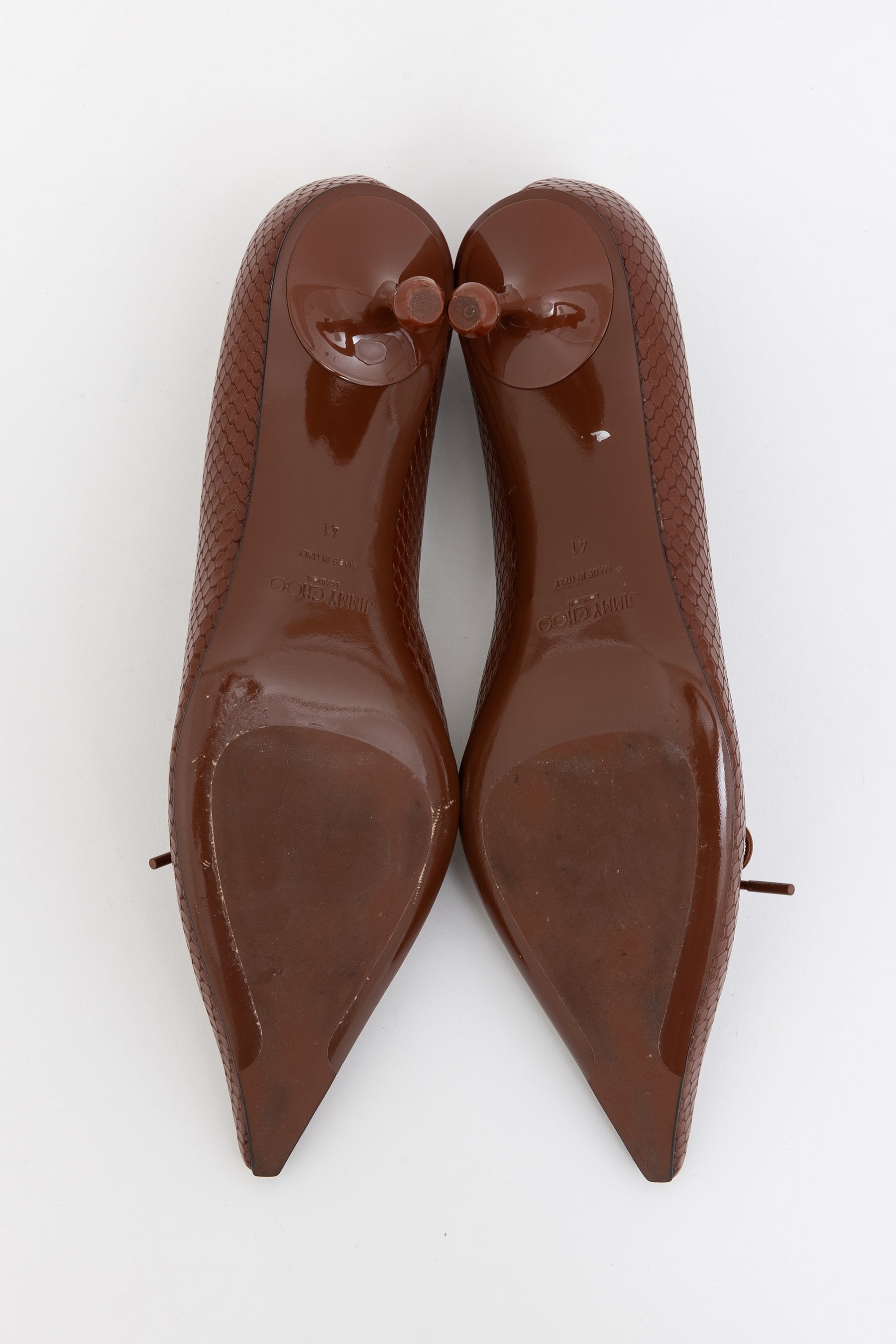 Scarlett Cognac Elaphe Printed Leather Pumps