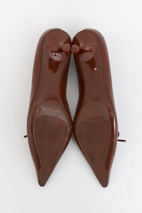 Scarlett Cognac Elaphe Printed Leather Pumps