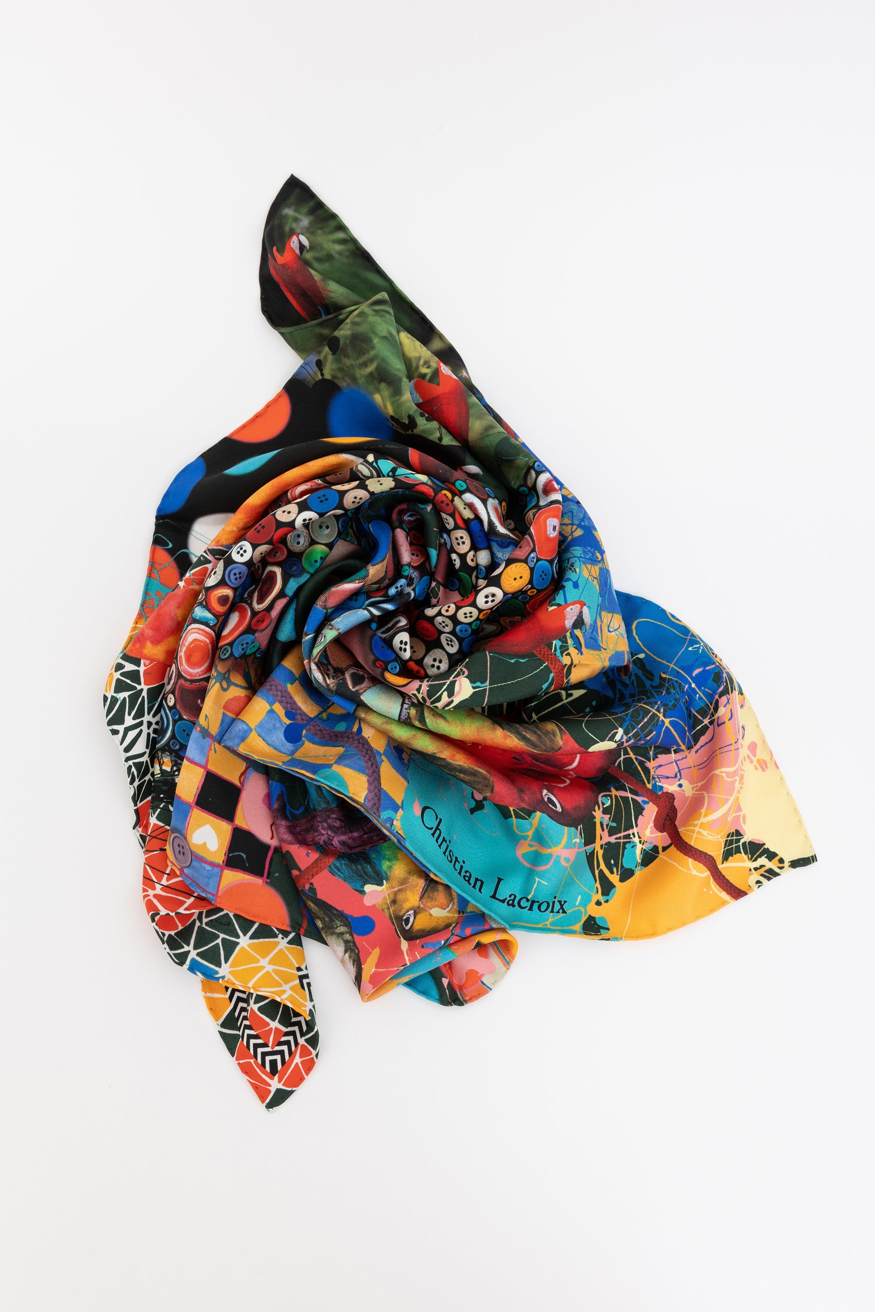 Abstract Print Silk Scarf