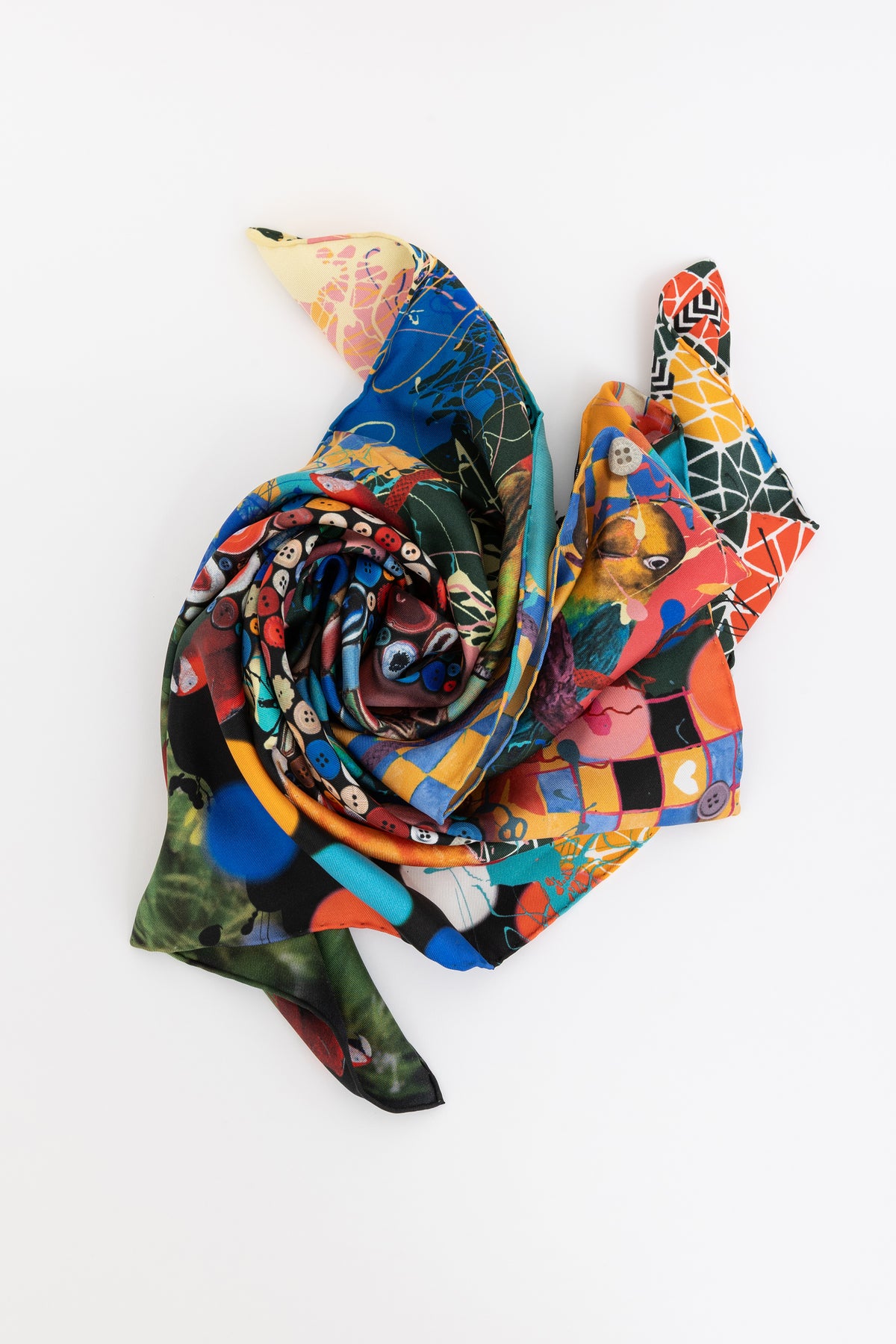 Abstract Print Silk Scarf