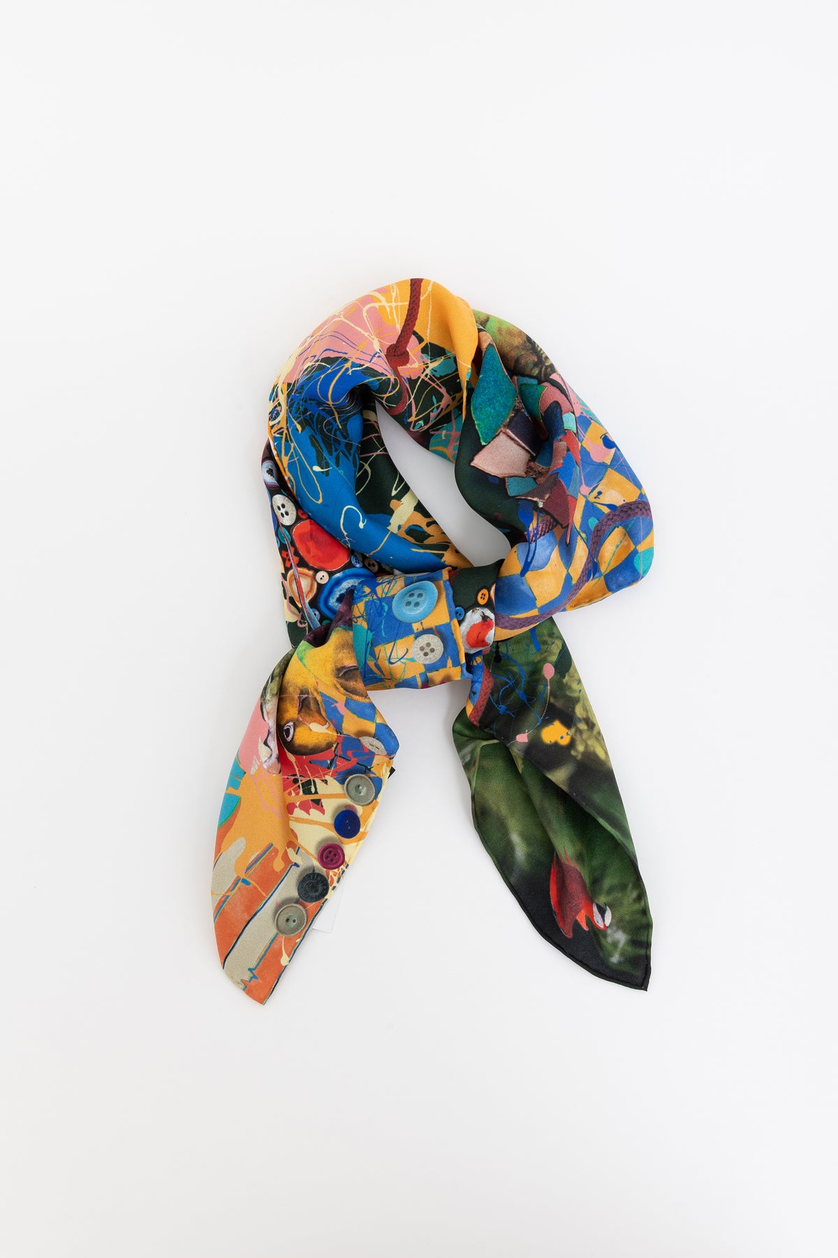 Abstract Print Silk Scarf