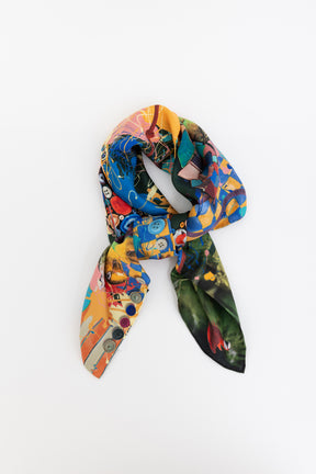 Abstract Print Silk Scarf