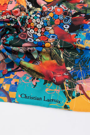 Abstract Print Silk Scarf