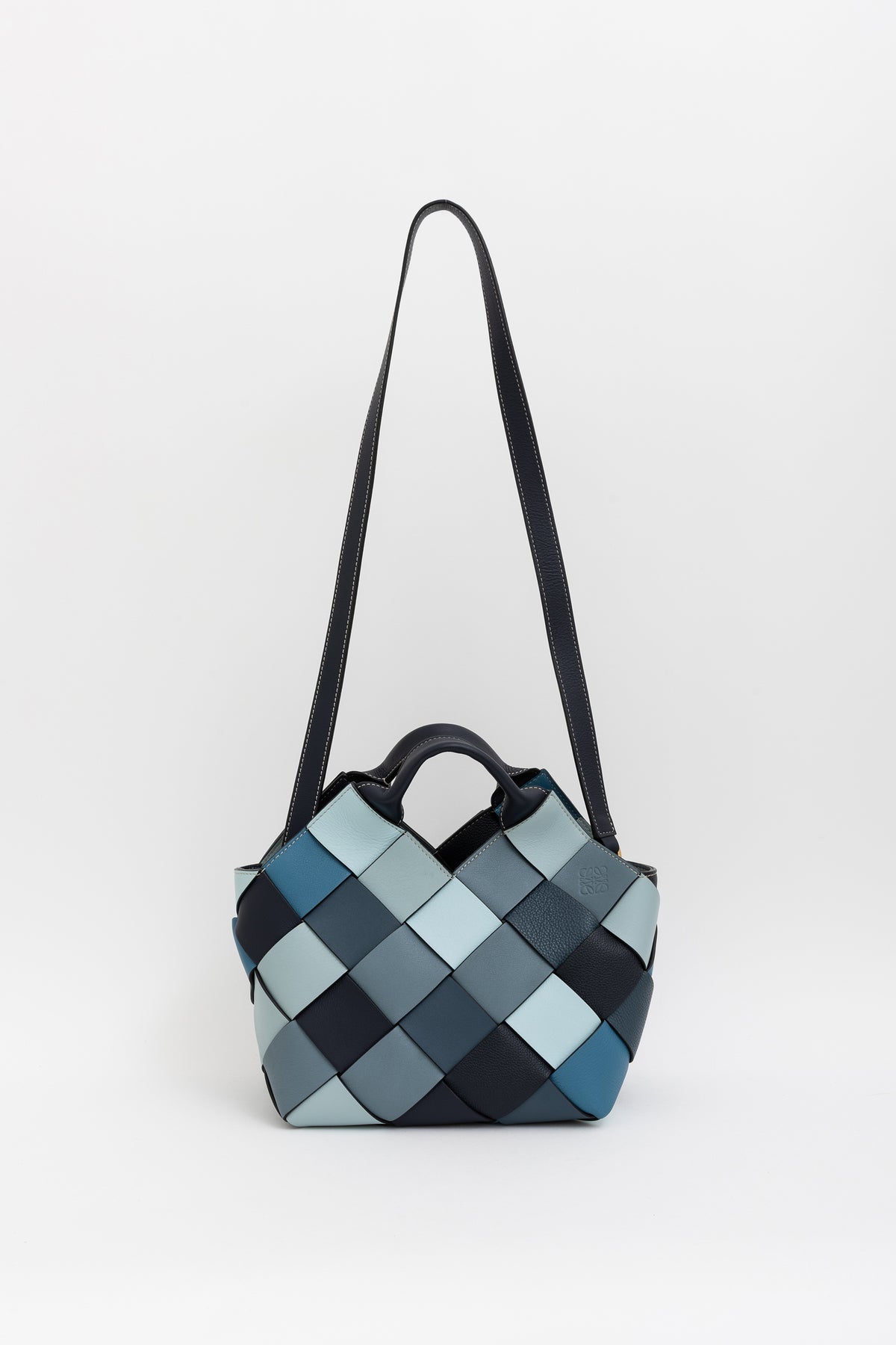 Small Surplus Woven-Leather Basket Bag