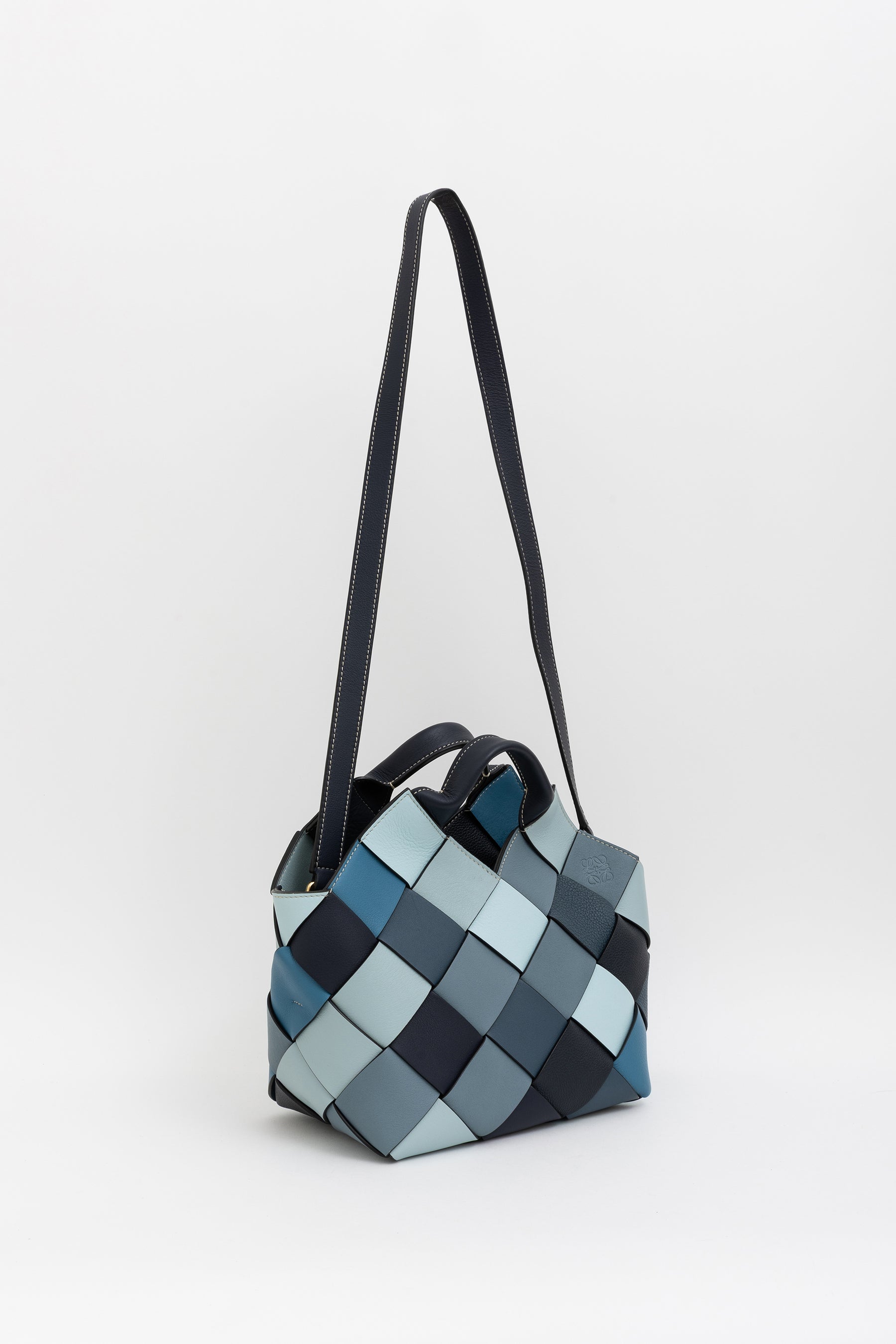 Small Surplus Woven-Leather Basket Bag