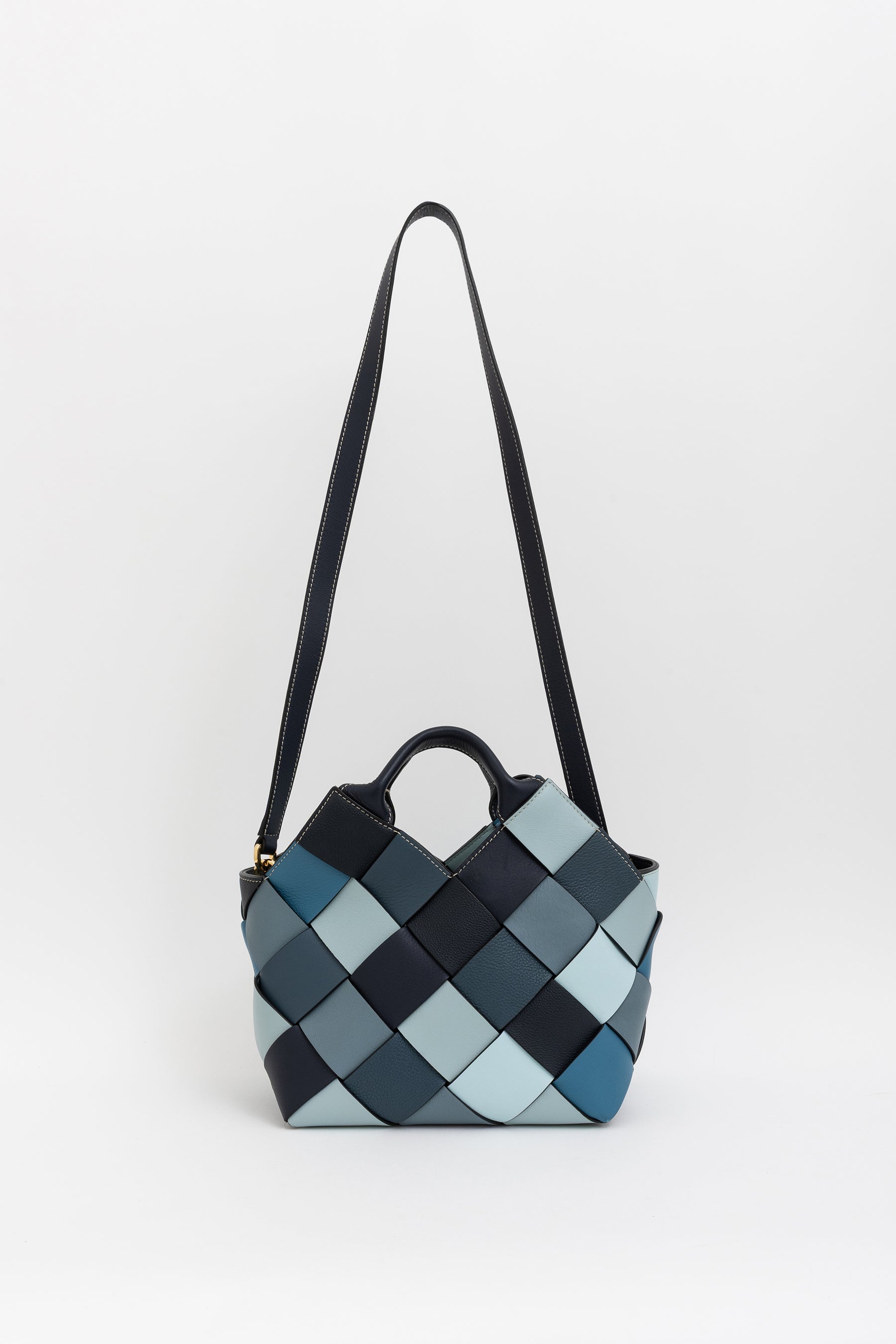 Small Surplus Woven-Leather Basket Bag