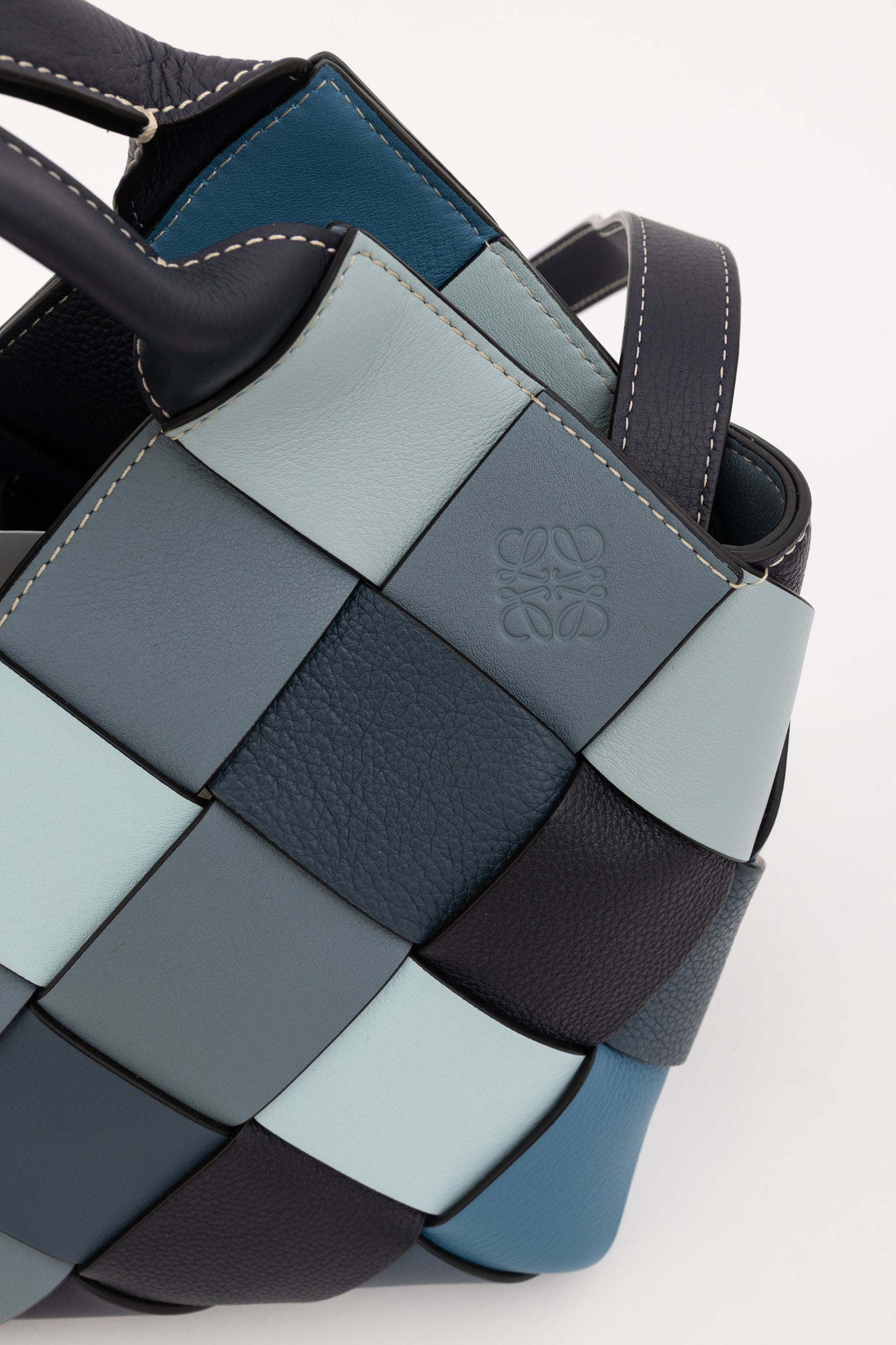 Small Surplus Woven-Leather Basket Bag