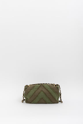 CC Chevron Canvas Patchwork Flap Bag