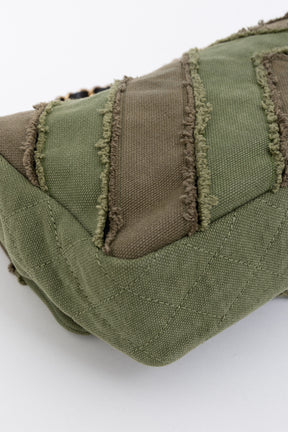 CC Chevron Canvas Patchwork Flap Bag