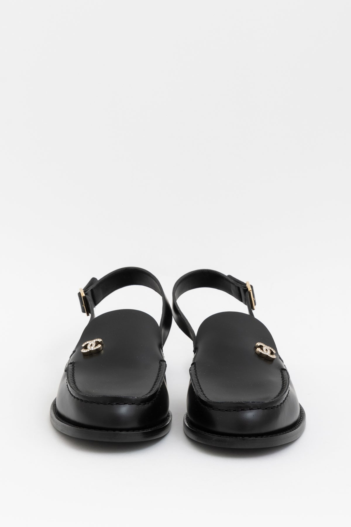 Crystal CC Logo Slingback Loafers