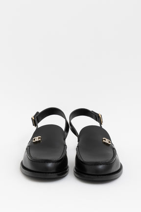 Crystal CC Logo Slingback Loafers