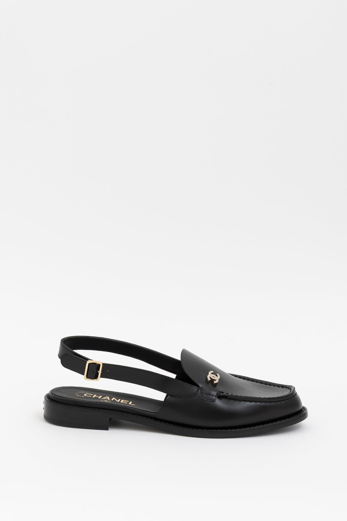 Crystal CC Logo Slingback Loafers