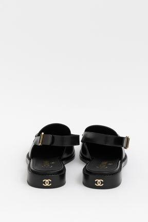 Crystal CC Logo Slingback Loafers