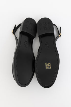 Crystal CC Logo Slingback Loafers