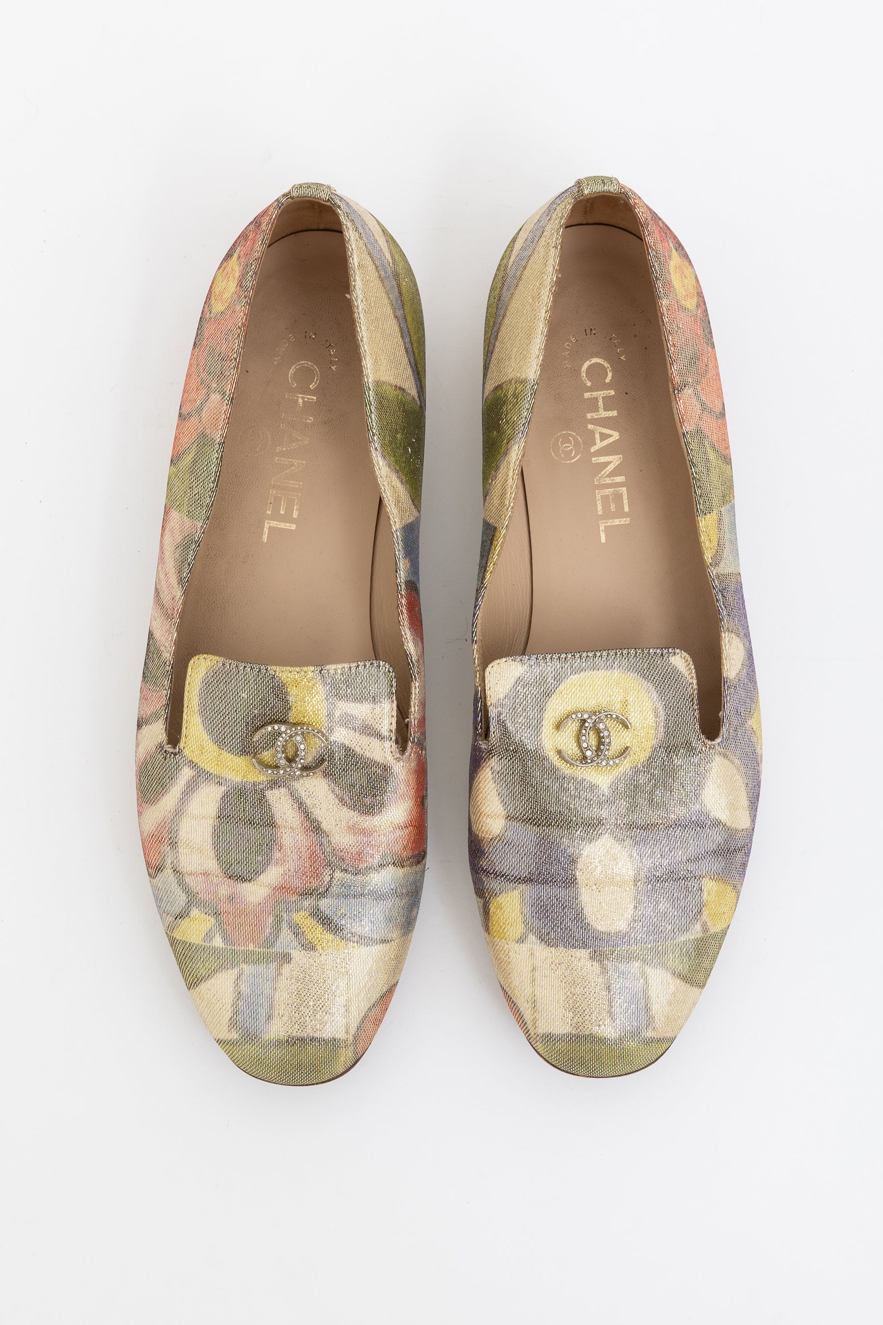 Floral Brocade Fabric CC Loafers