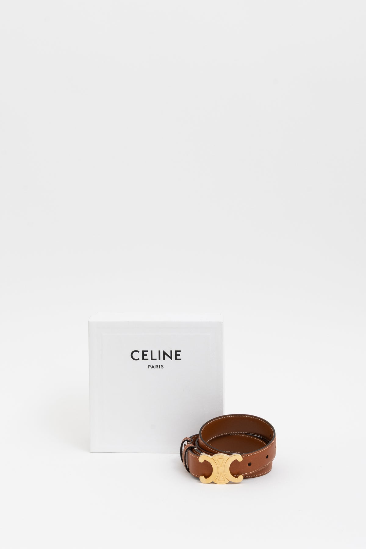 Medium Triomphe Belt in Natural Calfskin