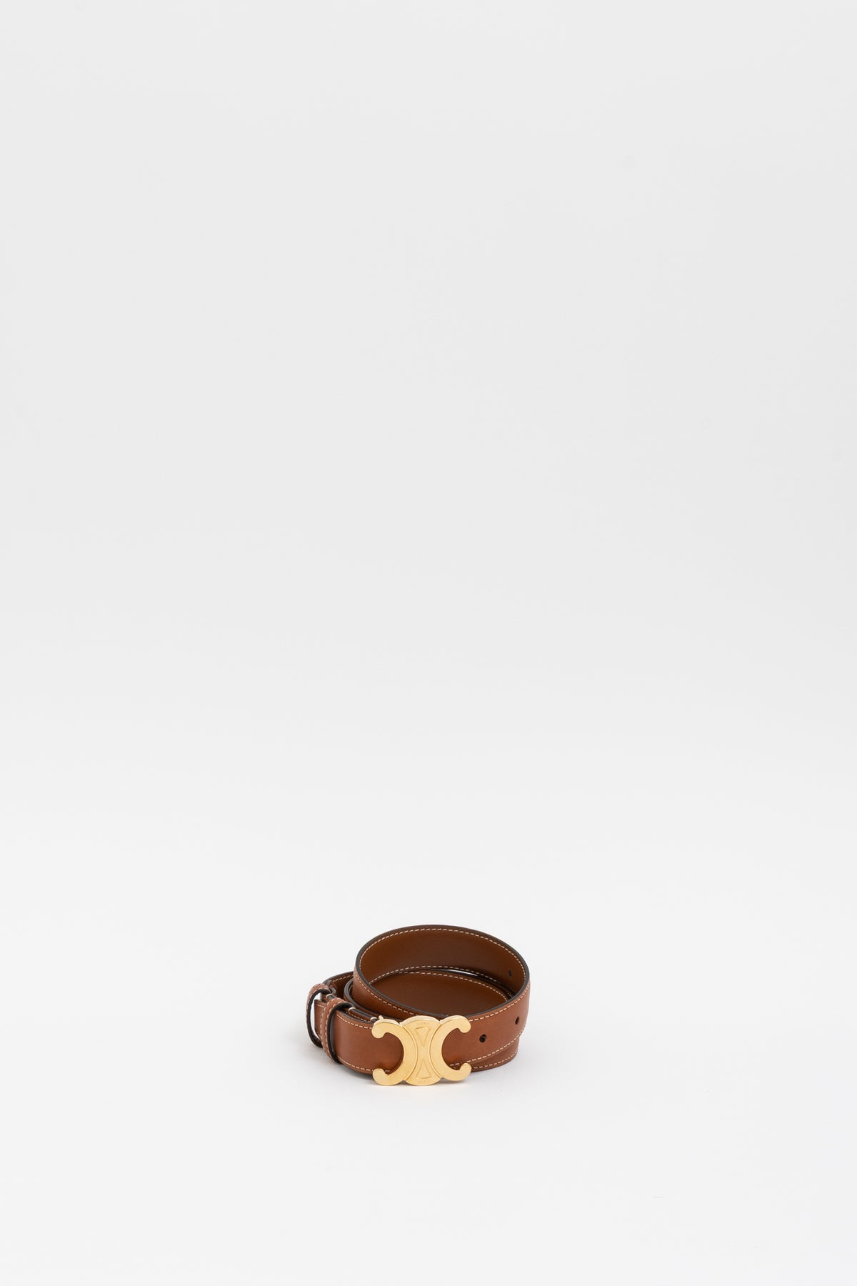 Medium Triomphe Belt in Natural Calfskin