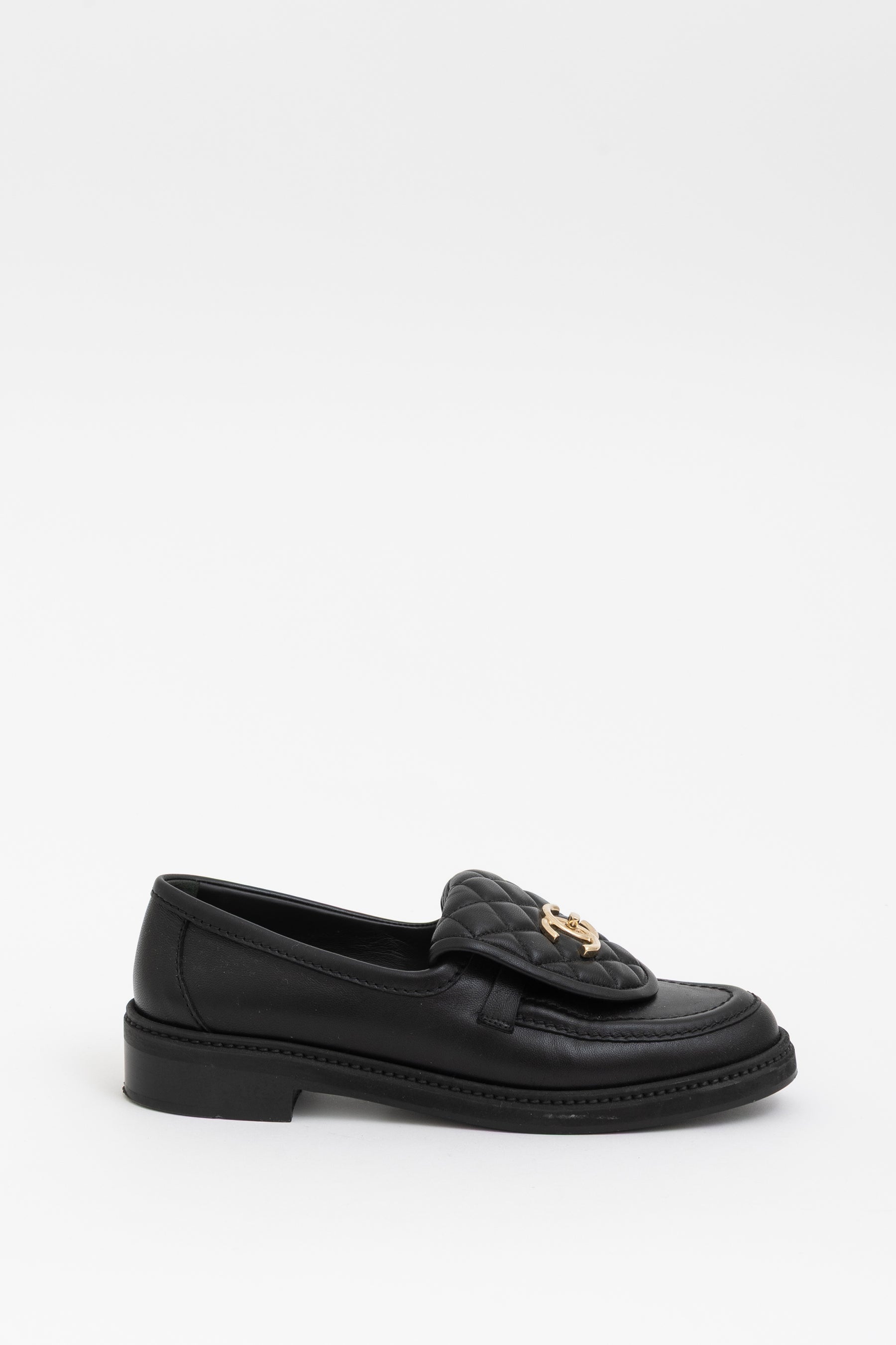 Quilted Flap CC Turn Lock Loafers