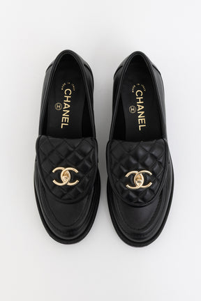 Quilted Flap CC Turn Lock Loafers