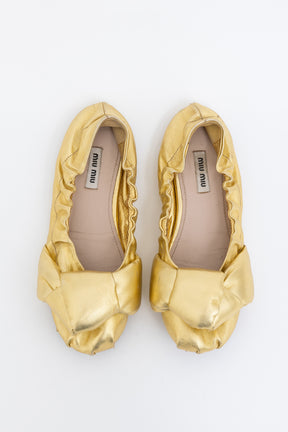 Metallic Scrunch Ballet Flats