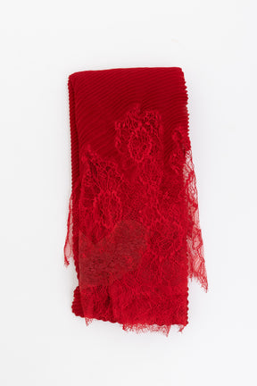 Pleated Lace Trim Scarf