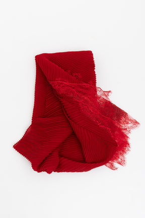 Pleated Lace Trim Scarf
