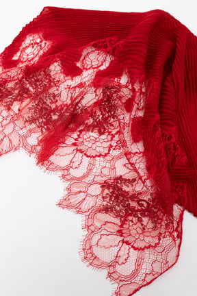 Pleated Lace Trim Scarf